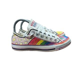 Converse All Star White Used‎ As An Art Canvas Unisex Mens Size 5 Women's Size 7